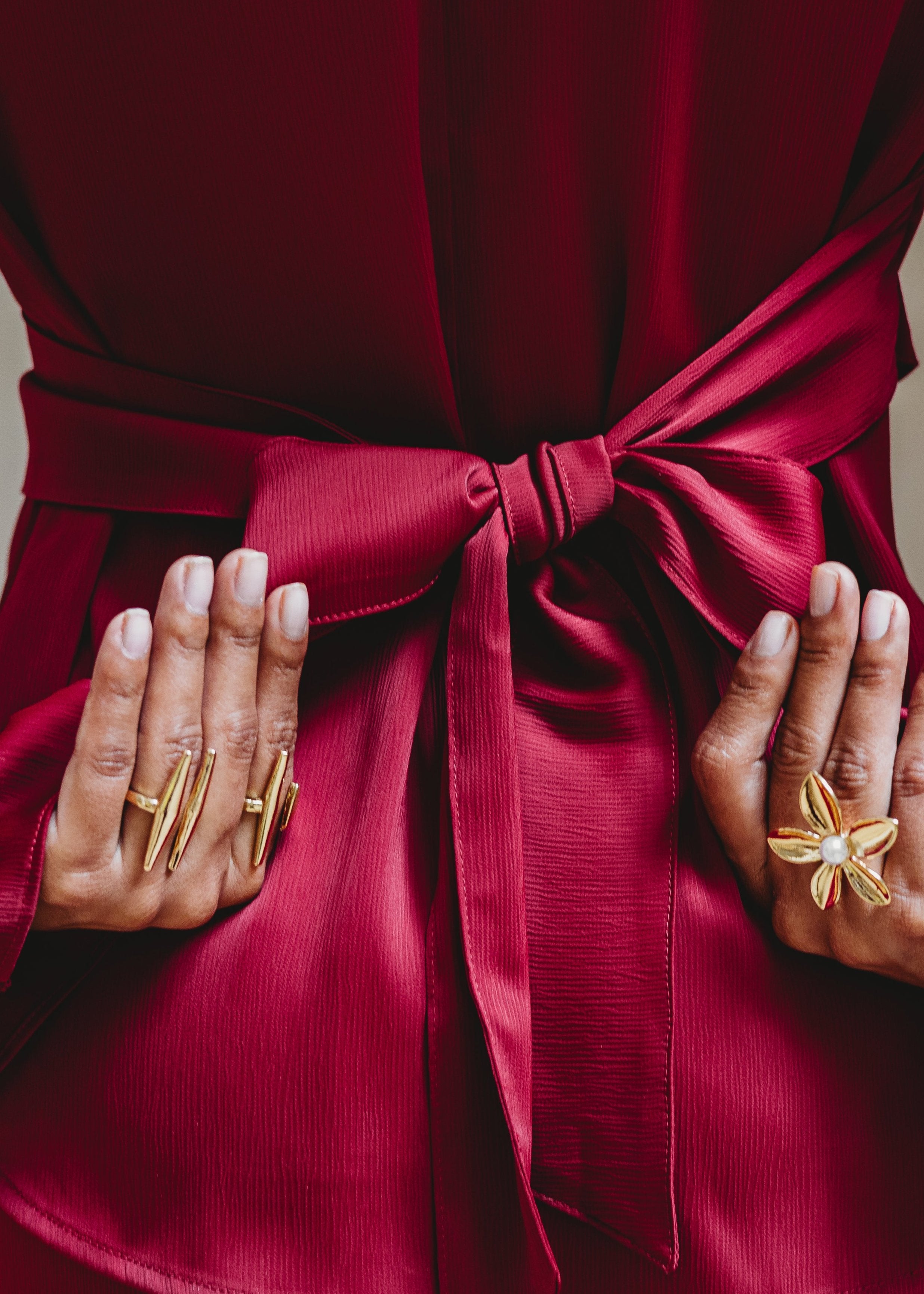 Silk Satin Wrap Top - Crimson Rouge