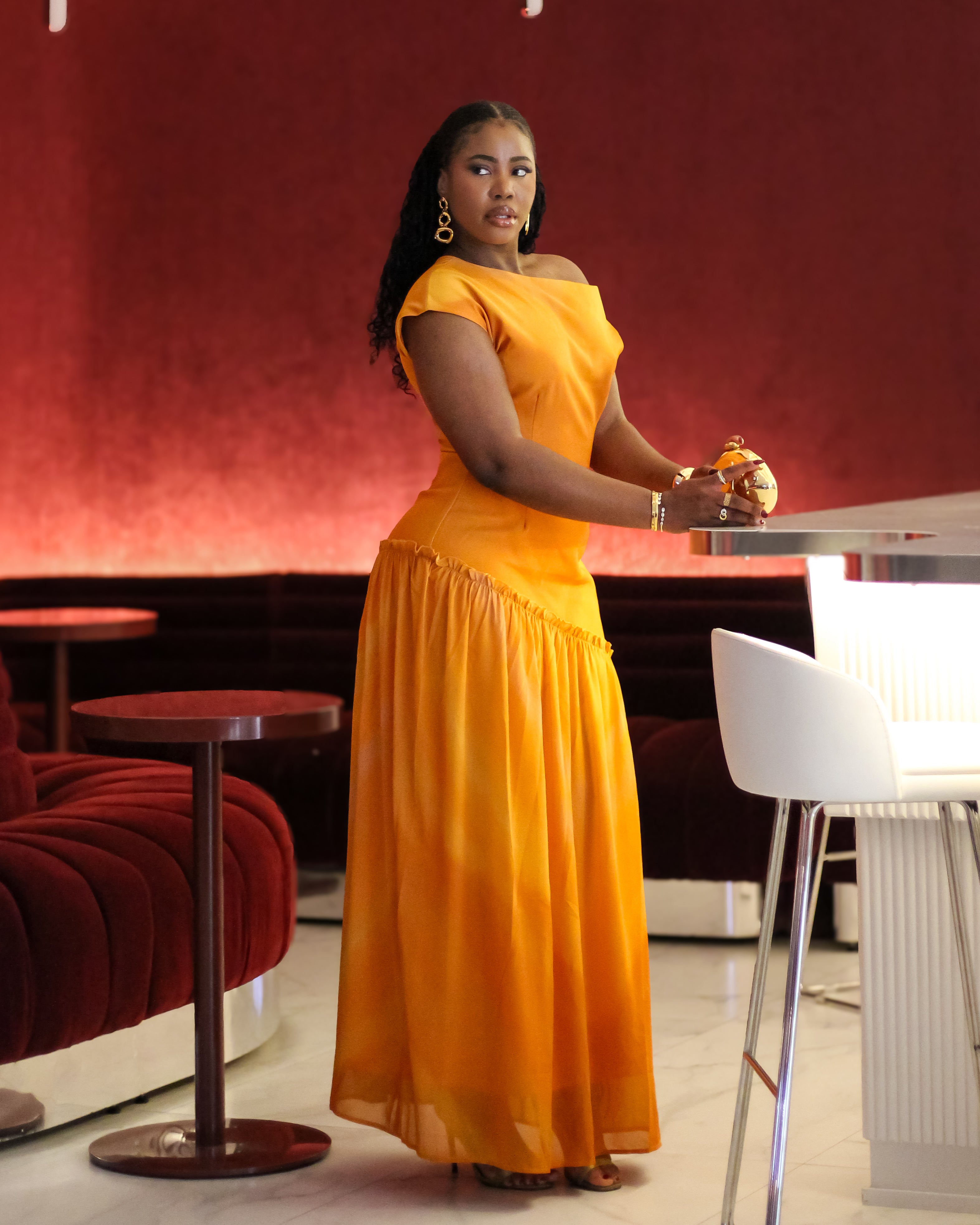 Asymmetric Maxi Dress - Sunset Ember