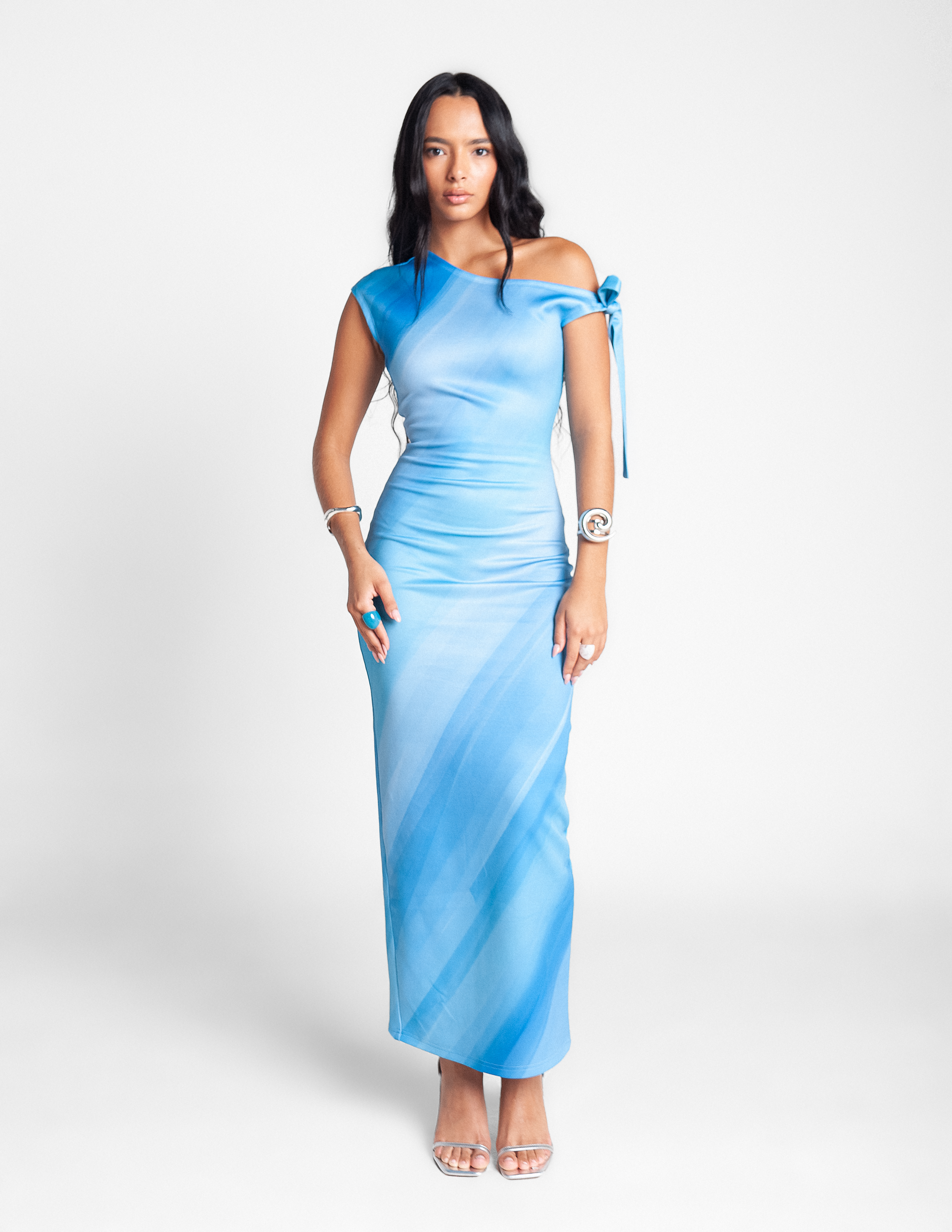 Modest Bodycon Maxi Dress - Ocean Breeze