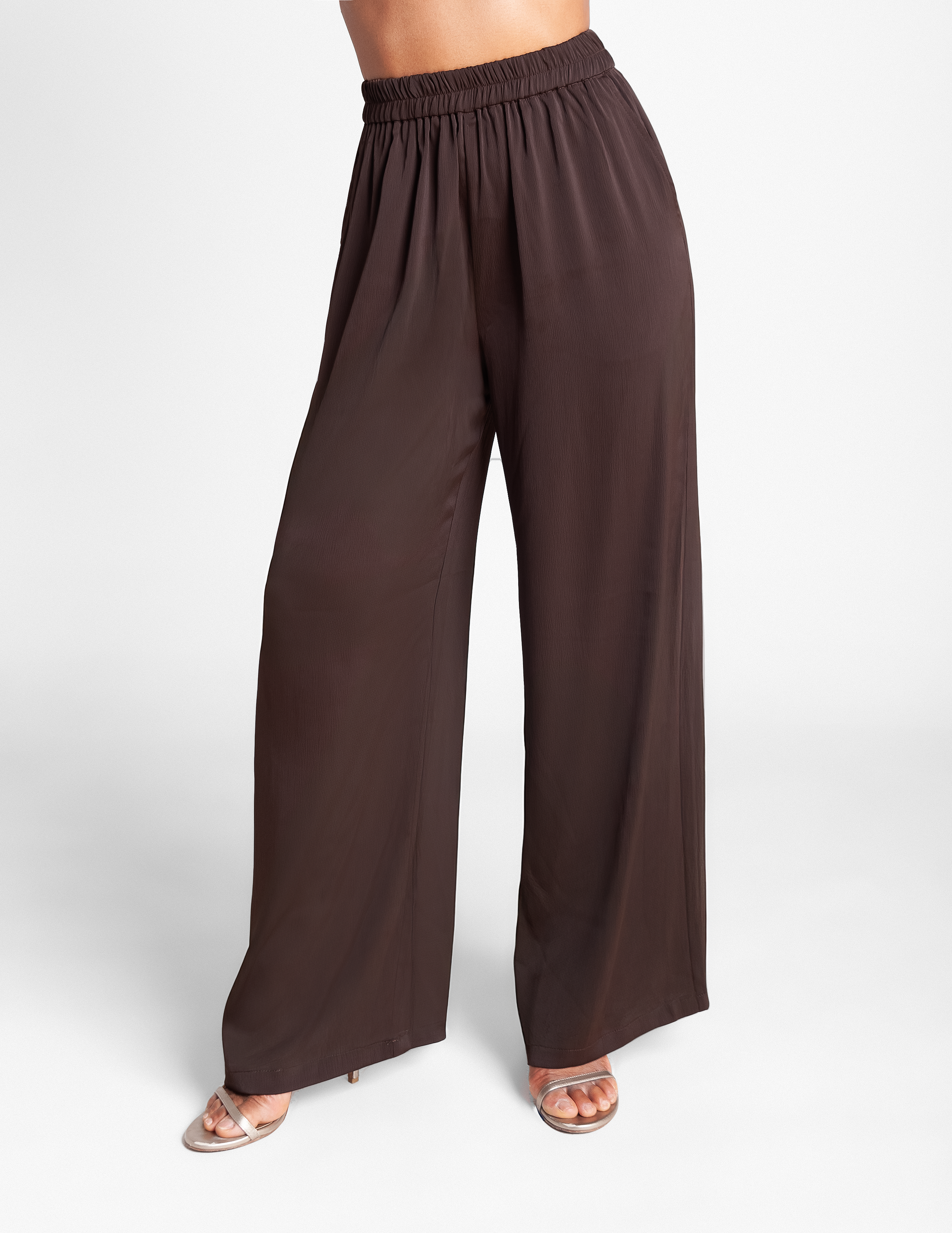 High Waisted Wide Leg Pants - Espresso