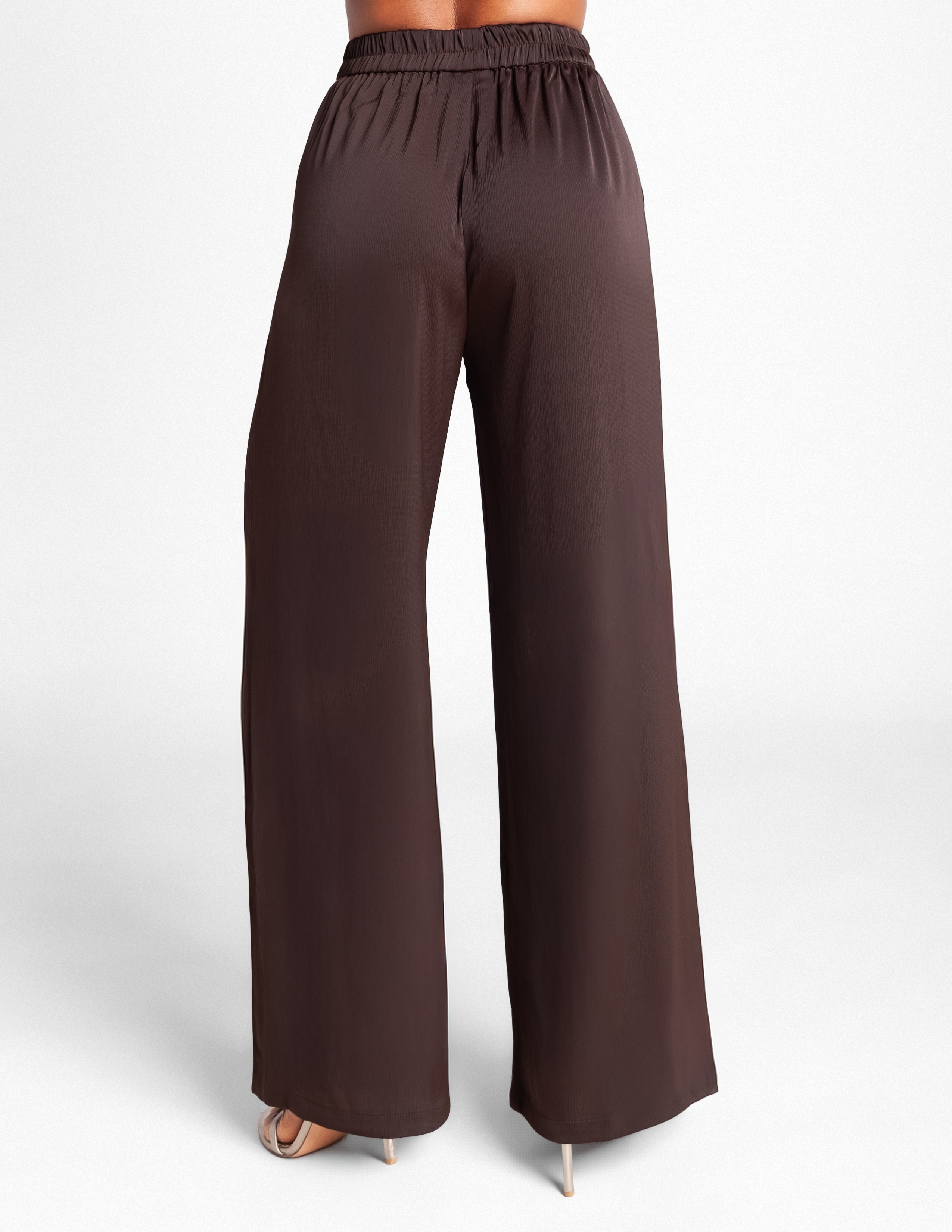 High Waisted Wide Leg Pants - Espresso