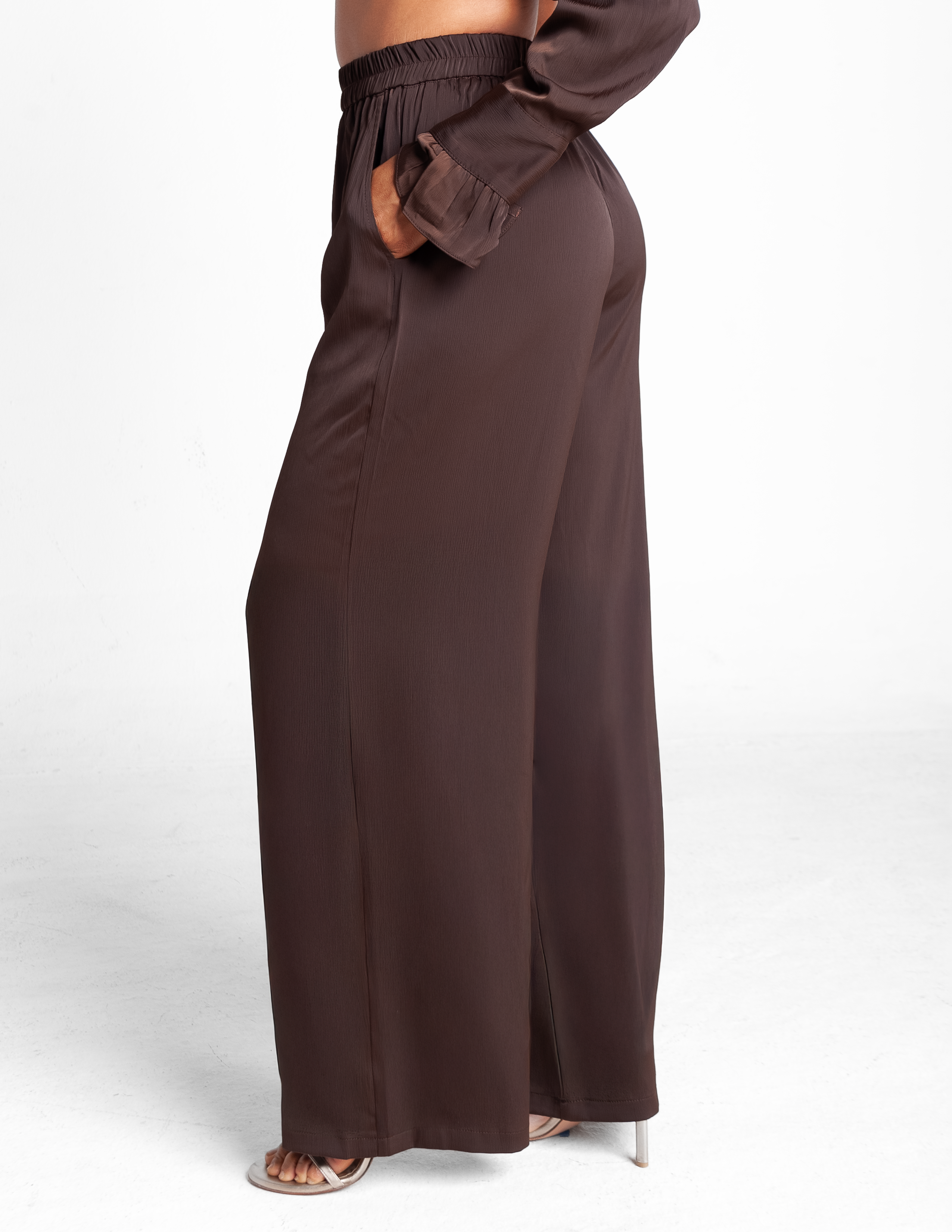 High Waisted Wide Leg Pants - Espresso