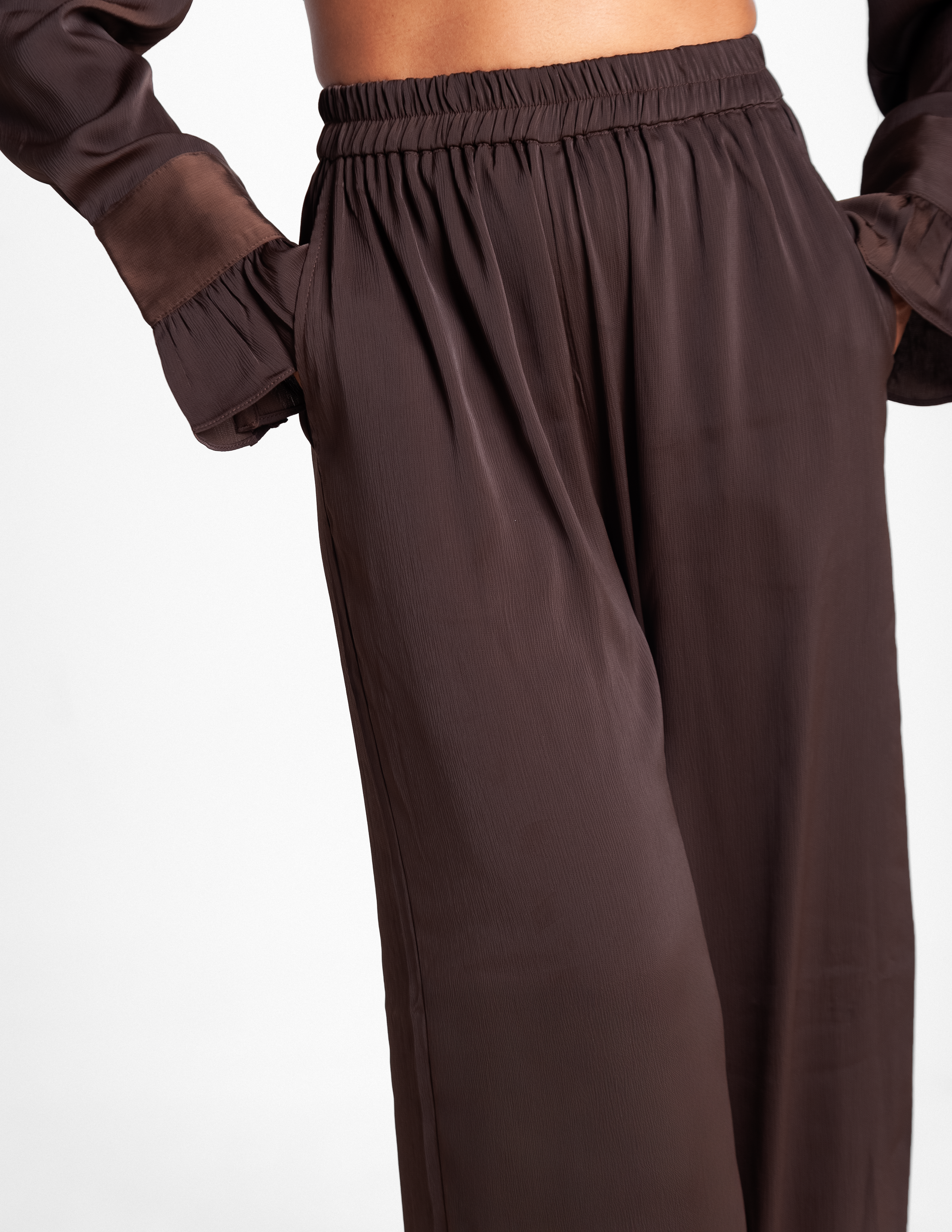 High Waisted Wide Leg Pants - Espresso