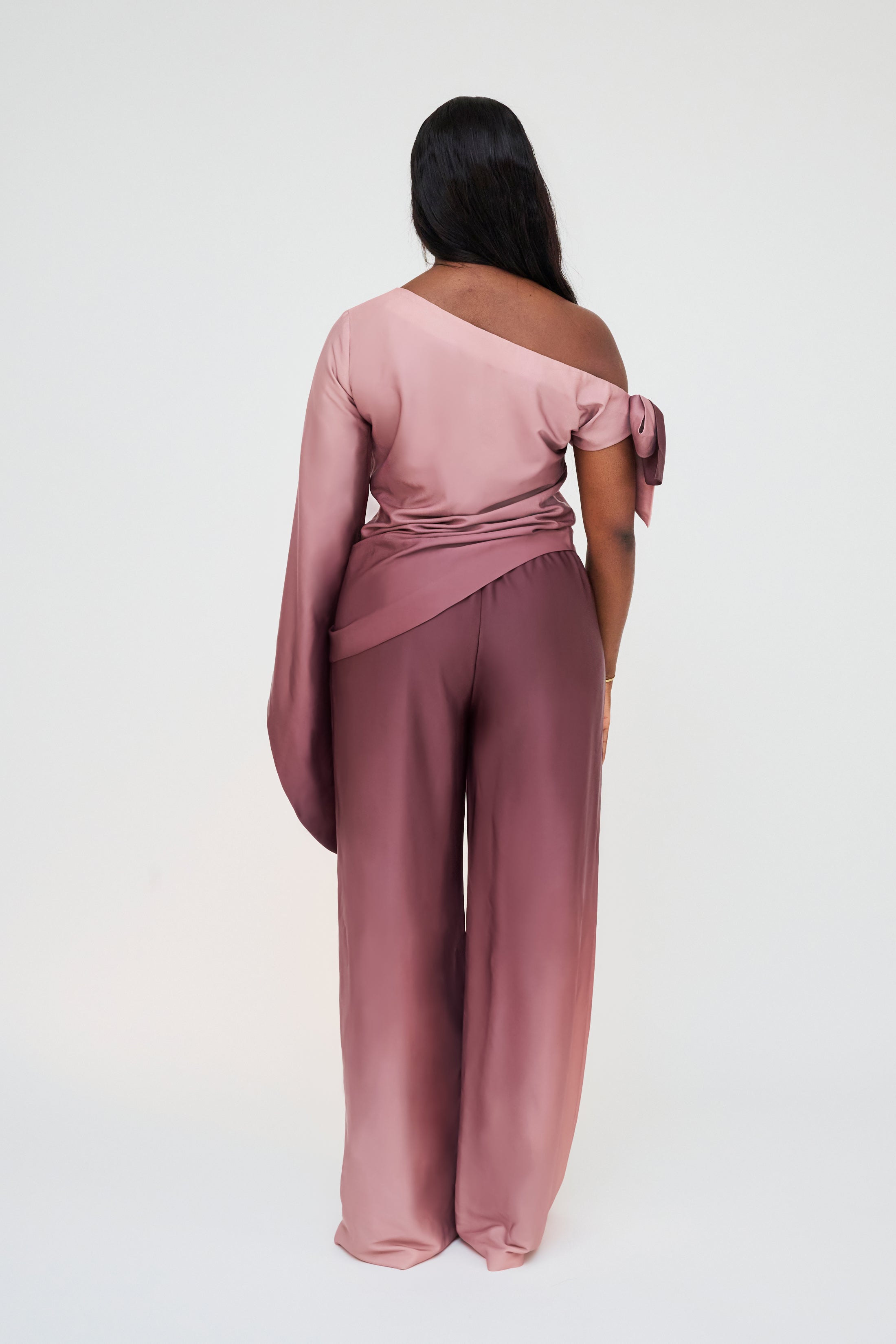 High-Waisted Wide-Leg Pants – Rosewood Ombre